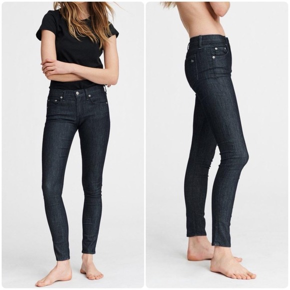 Rag & Bone Legging Skinny Jeans in Dark Indigo Womens size 26 Mid-Rise Stretch - Picture 1 of 11